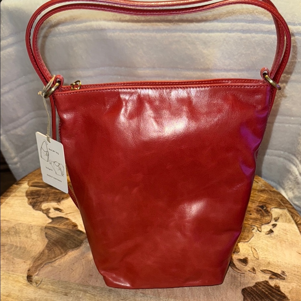 HOBO Blaze Red Leather Convertible Backpack